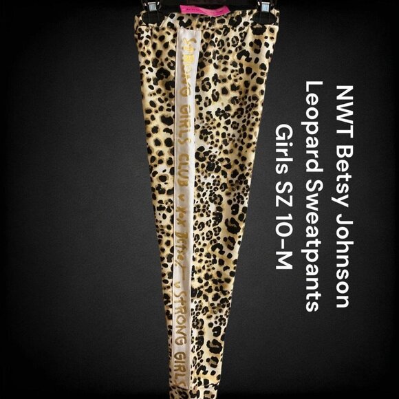 NWT Betsey Johnson Girls 10 (M) Leopard Print Sweatpants -Graphic Design *1133GB - Picture 1 of 10